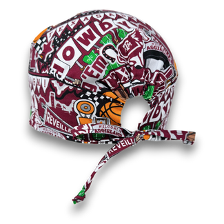 Texas Men's surgical cap. A&M skull tie-back style scrub cap by Paradise Caps.