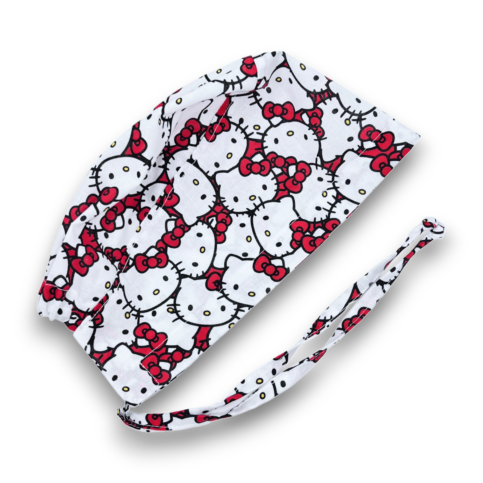Hello Kitty Skull tie-back style surgical scrub cap by Paradise Caps.