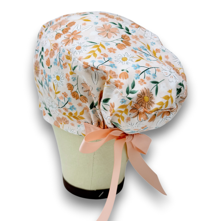 Floral Euro scrub cap with ties for Women by Paradise Caps. Euro PLUS ...
