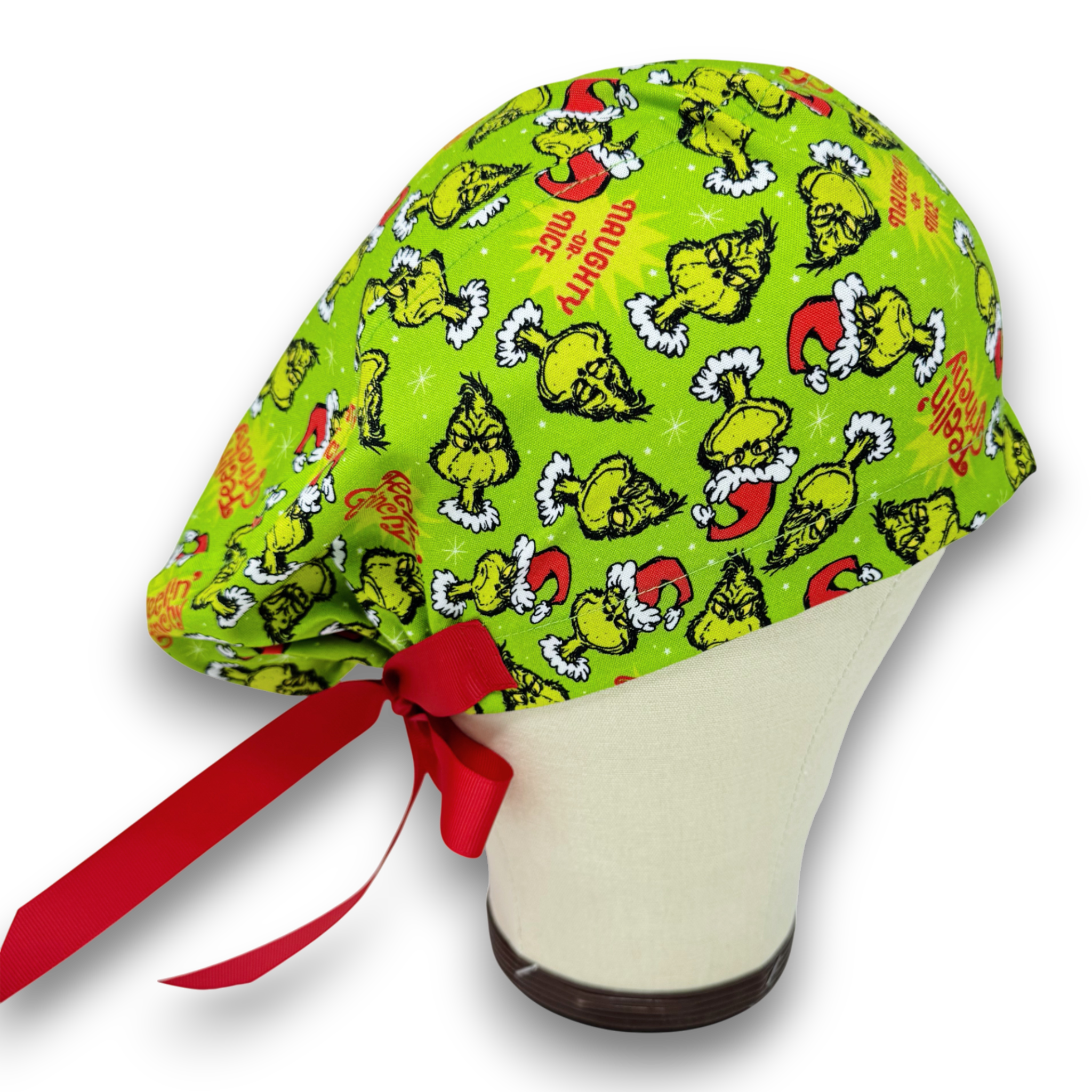 Christmas Euro scrub cap with ties for Women by Paradise Caps. Euro PLUS style.