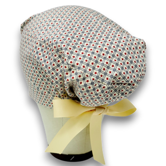 Star Euro scrub cap with ties for Women, Euro PLUS style. European Surgical cap with Satin Lined by Paradise Caps.