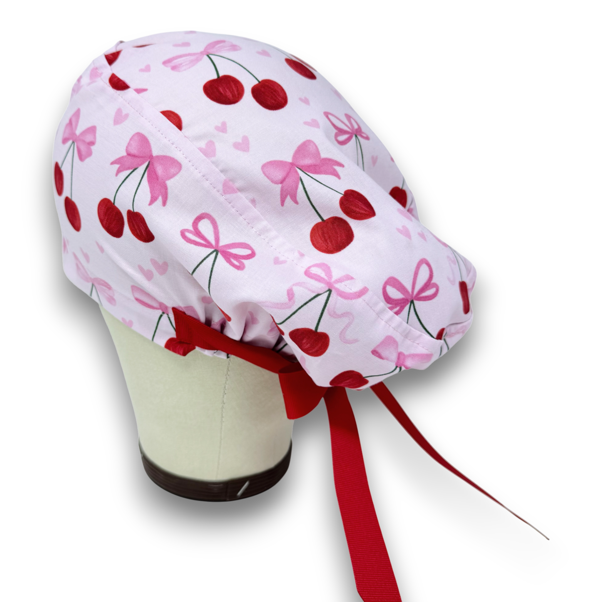 Valentine's day Euro scrub cap with ties for Women by Paradise Caps. Euro PLUS style.