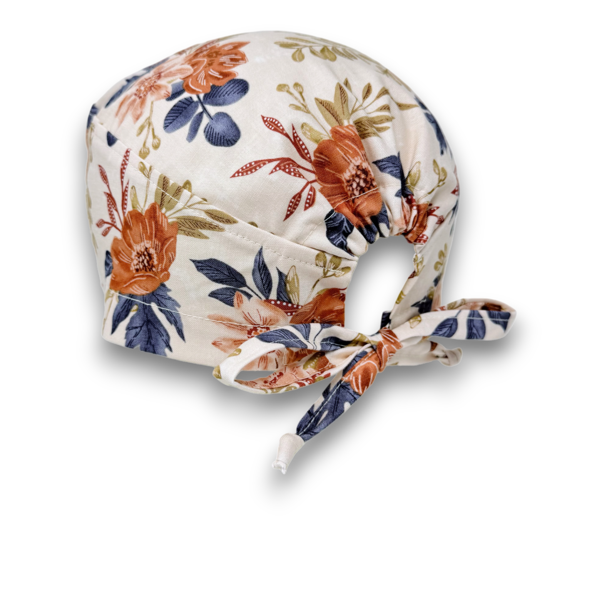 Floral Skull tie-back style surgical scrub cap by Paradise Caps. Fall flowers.