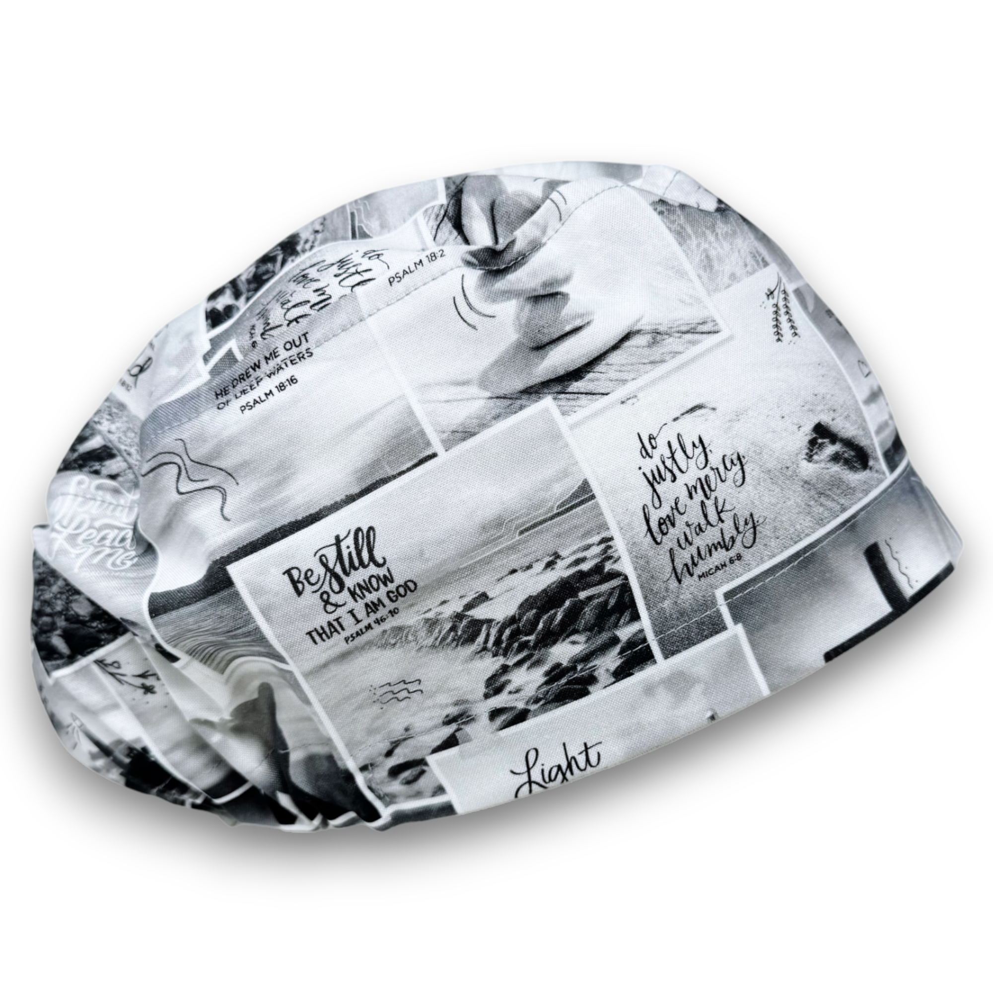 Religious Quotes Euro Scrub Cap for Women with Satin Lined Option by Paradise Caps.
