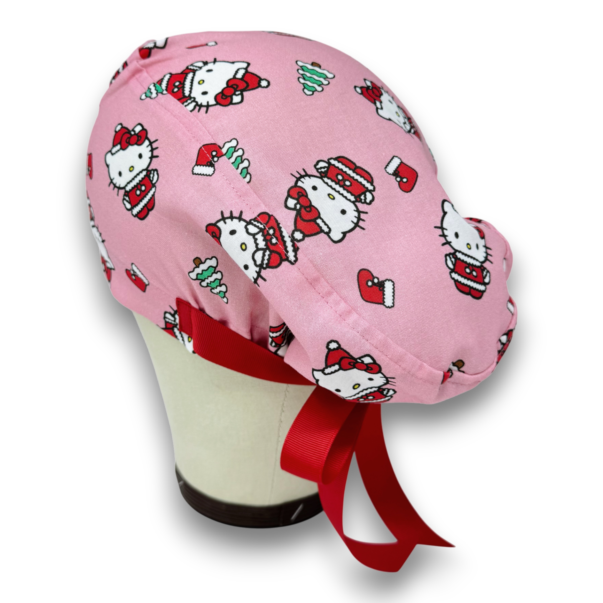 Christmas Euro scrub cap with ties for Women by Paradise Caps. Euro PLUS style.