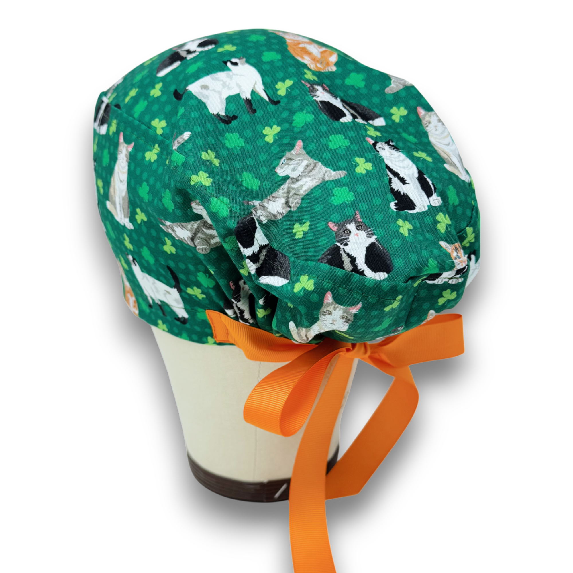 St. Patrick’s Day Euro scrub cap with ties for Women by Paradise Caps. Euro PLUS style.