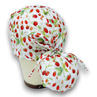 Strawberry Ponytail scrub cap for women with satin lined option by Paradise Caps.