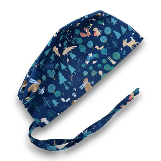 Forest Animals Skull tie-back style surgical scrub cap for men by Paradise Caps.