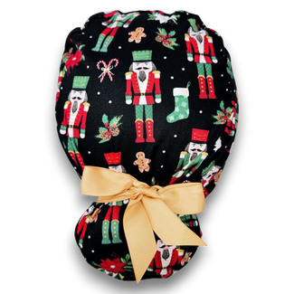 Christmas Nutcracker Euro scrub cap with ties for Women by Paradise Caps. Euro PLUS style.