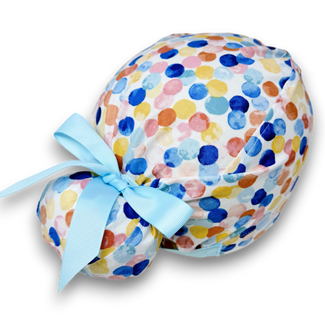 Dots Euro scrub cap with ties for Women by Paradise Caps. Euro PLUS style.