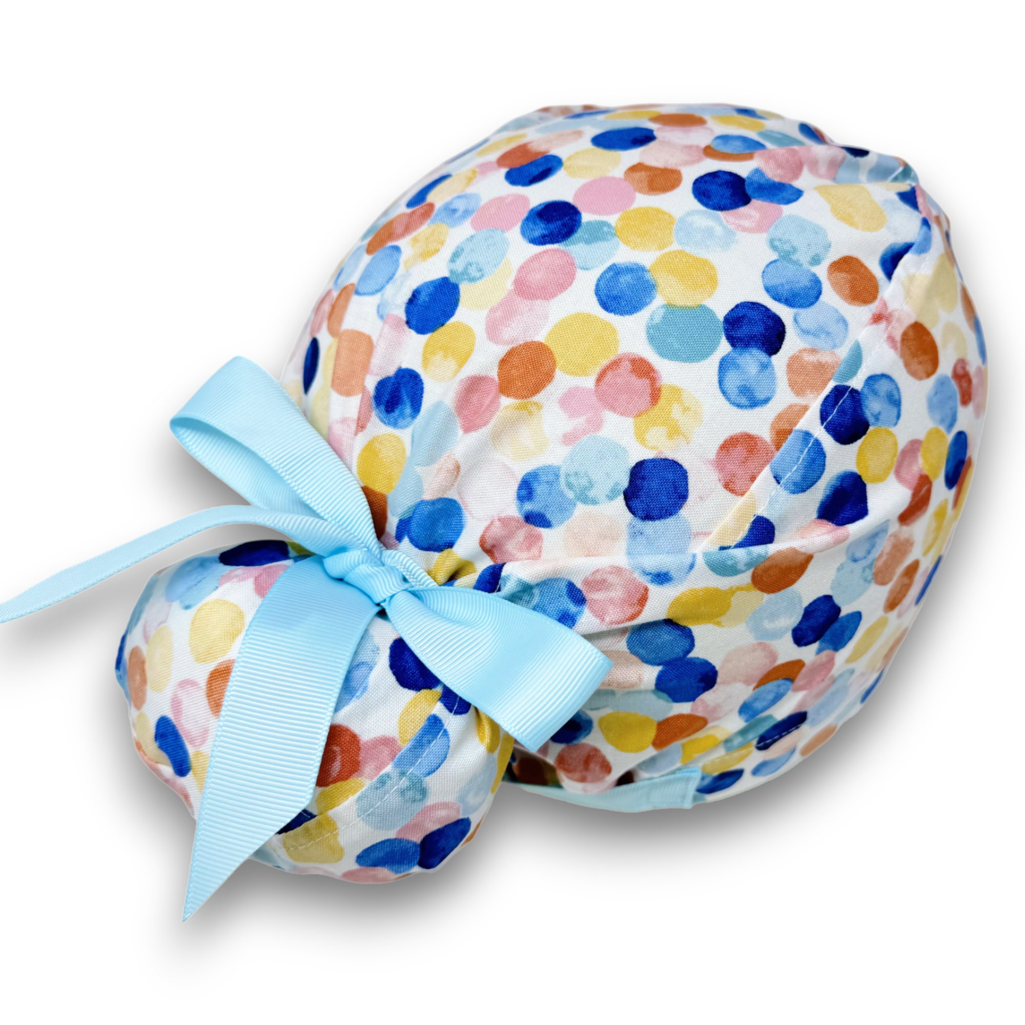 Dots Euro scrub cap with ties for Women by Paradise Caps. Euro PLUS style.