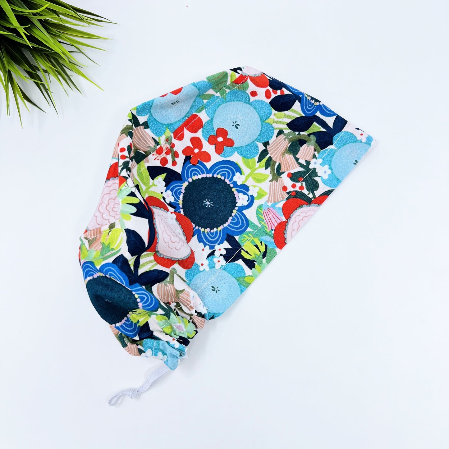 Lovely Planet Floral Euro Scrub Cap for Women, Surgical cap Satin Lined Option