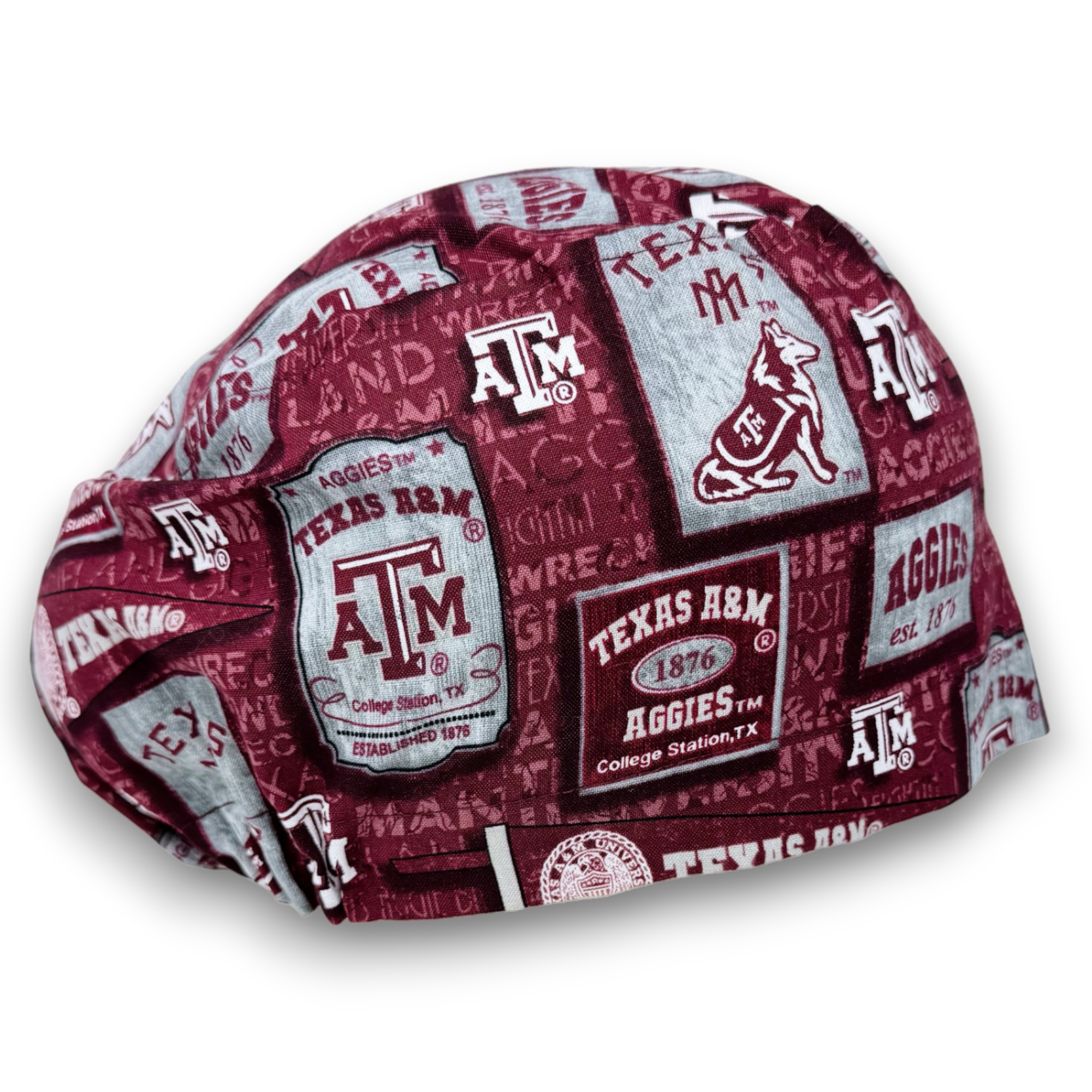 Texas A&M Euro Scrub Cap for Women with Satin Lined Option by Paradise Caps.