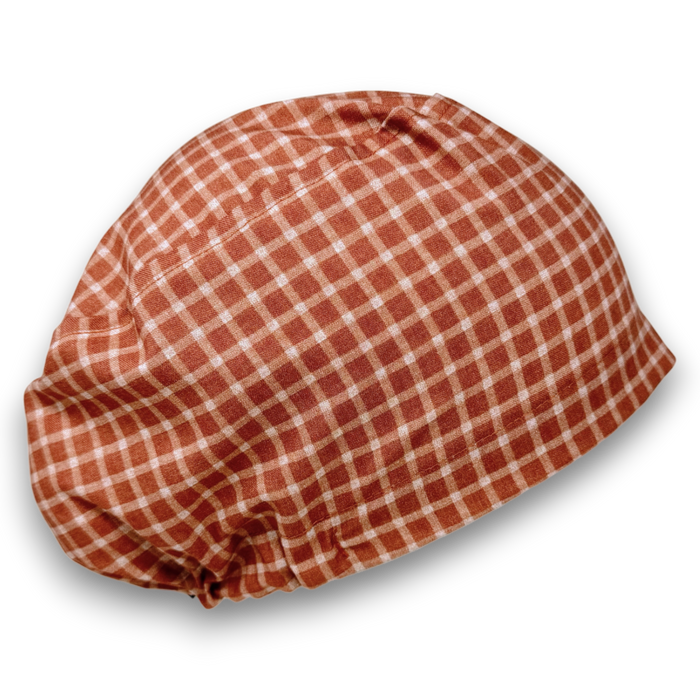 Rustic Check scrub cap with optional satin lining