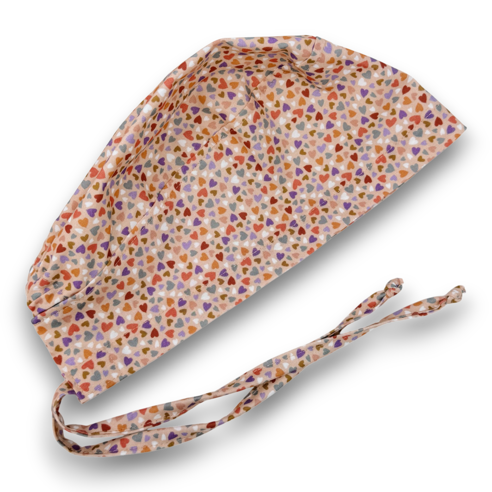 Colorful Hearts Skull tie-back style surgical scrub cap for men by Paradise Caps.