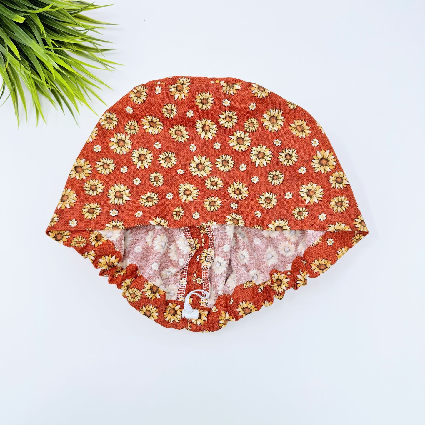 Autumn Flowers Euro Scrub Cap for Women, Surgical cap Satin Lined Option