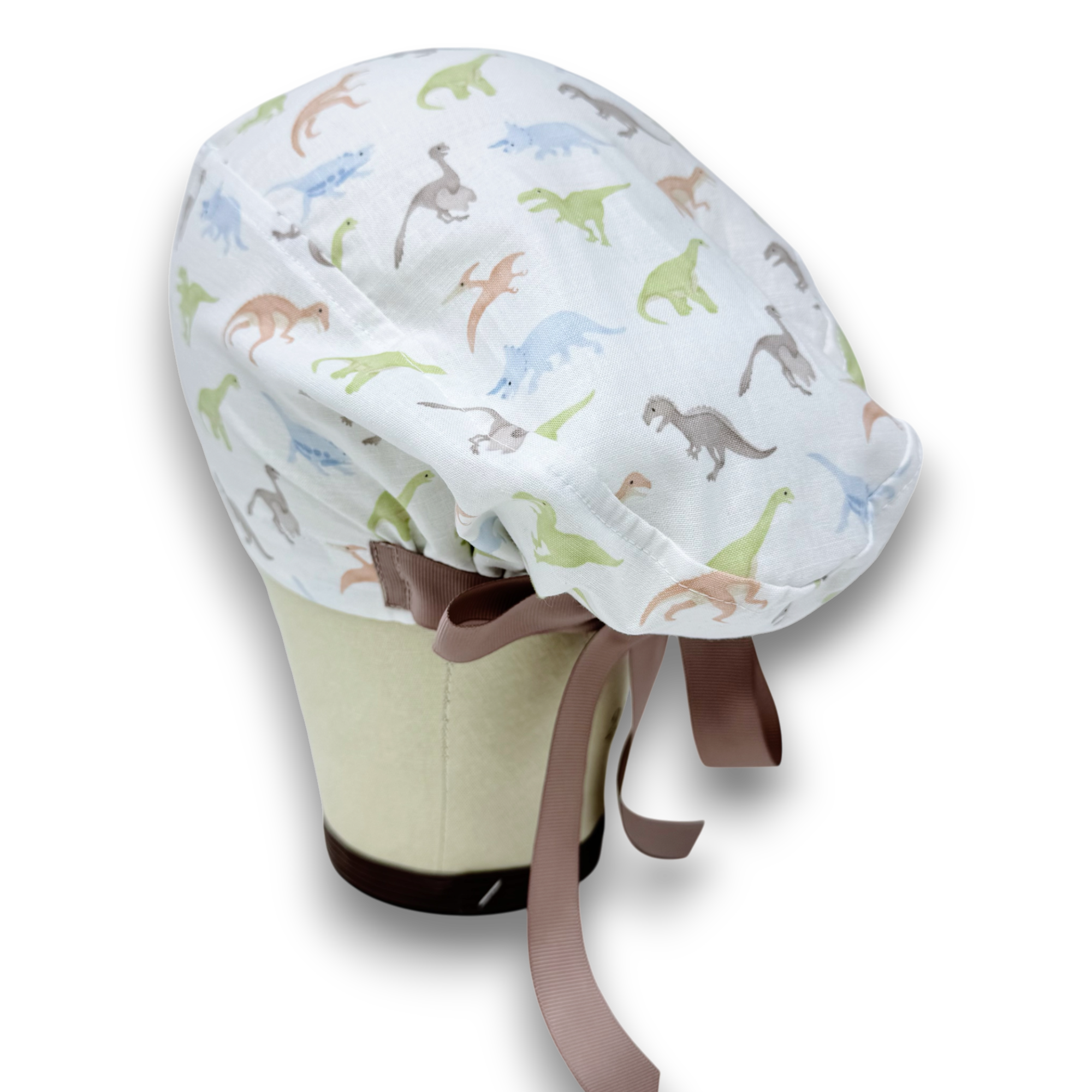 Dino Euro scrub cap with ties for Women by Paradise Caps. Euro PLUS style.