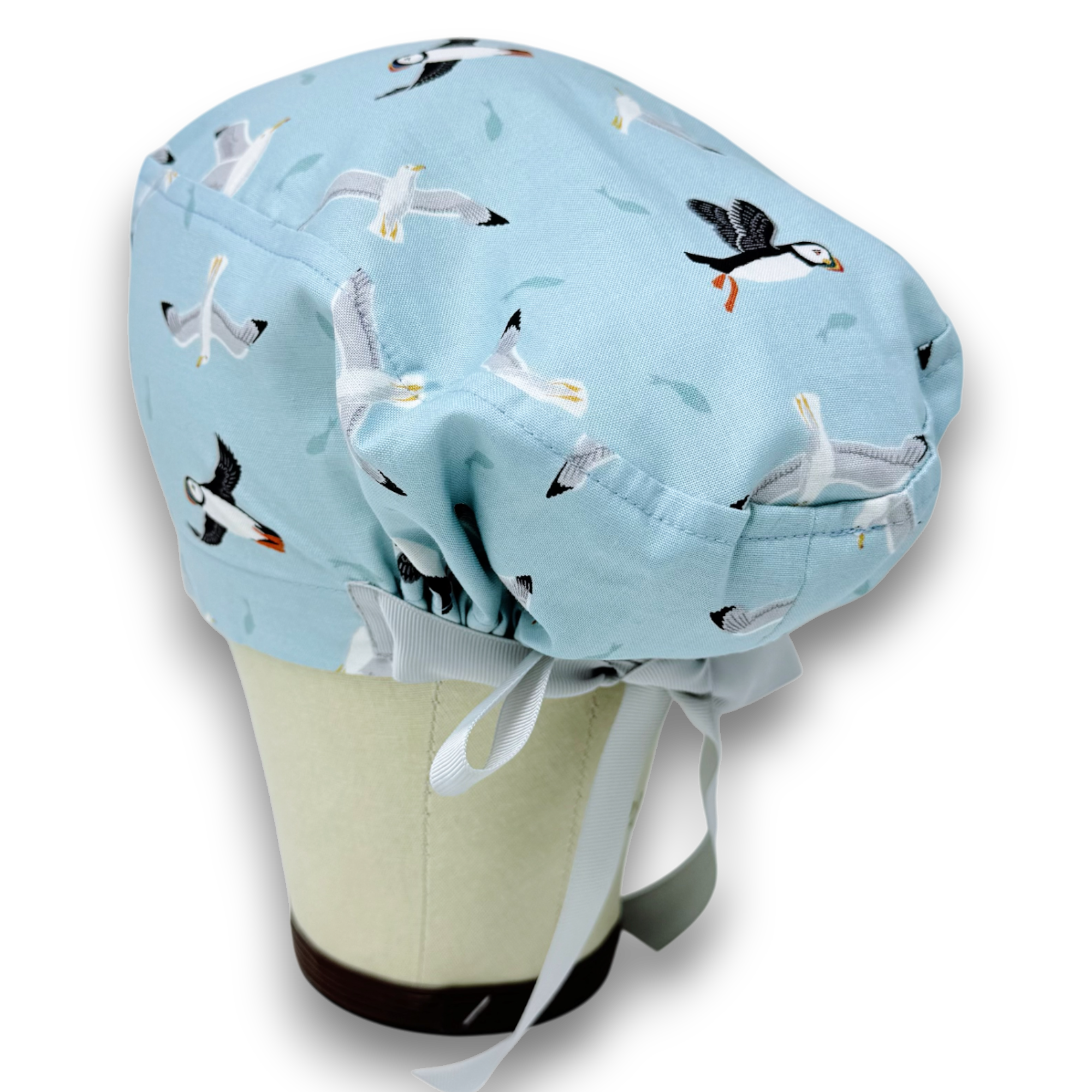 Puffin Euro scrub cap with ties for Women by Paradise Caps. Euro PLUS style.