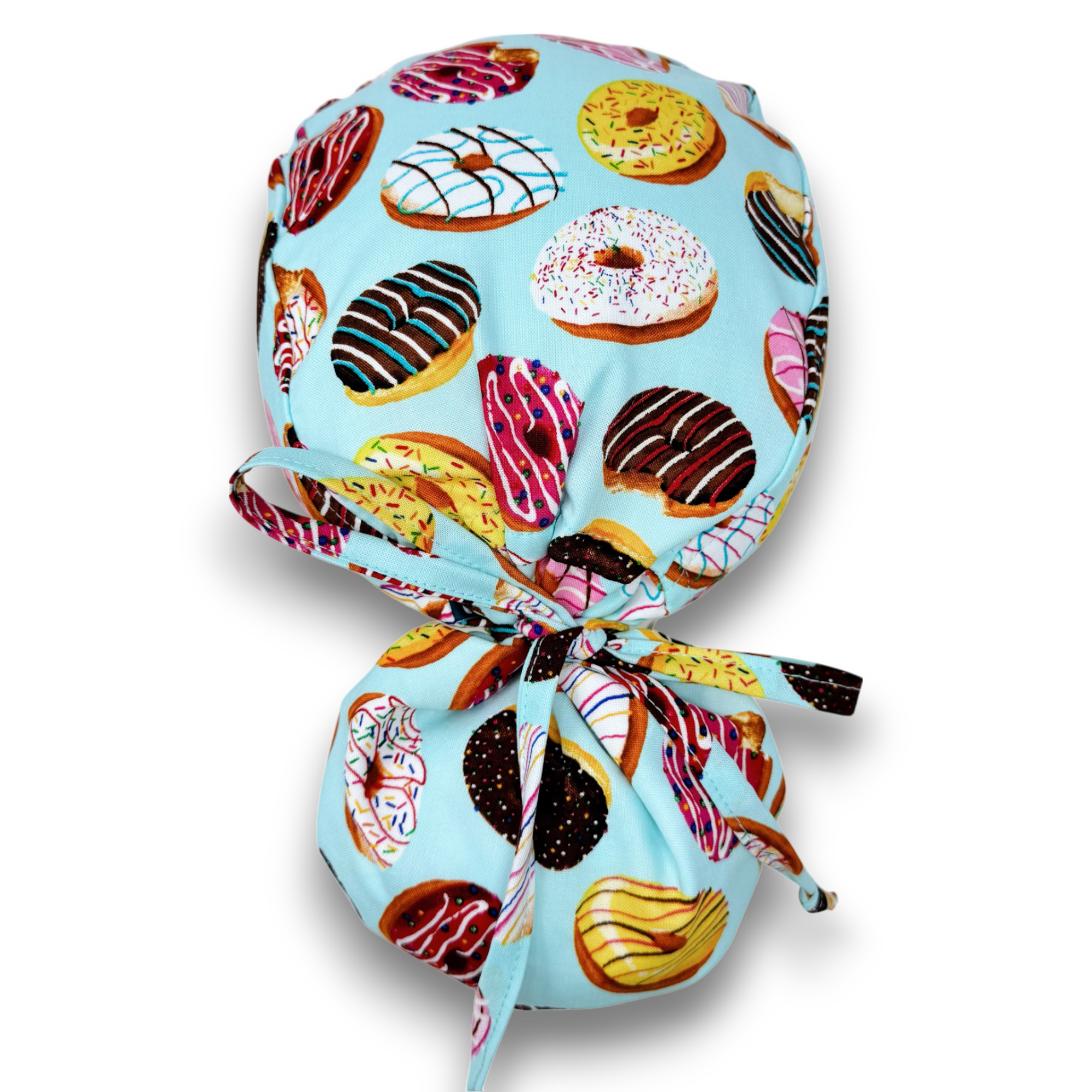 Donut Ponytail scrub cap for women with satin lined option by Paradise Caps.
