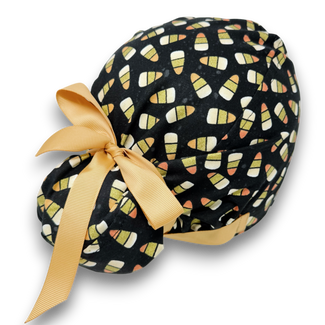 Candy Corn Euro scrub cap with ties for Women by Paradise Caps. Euro PLUS style.