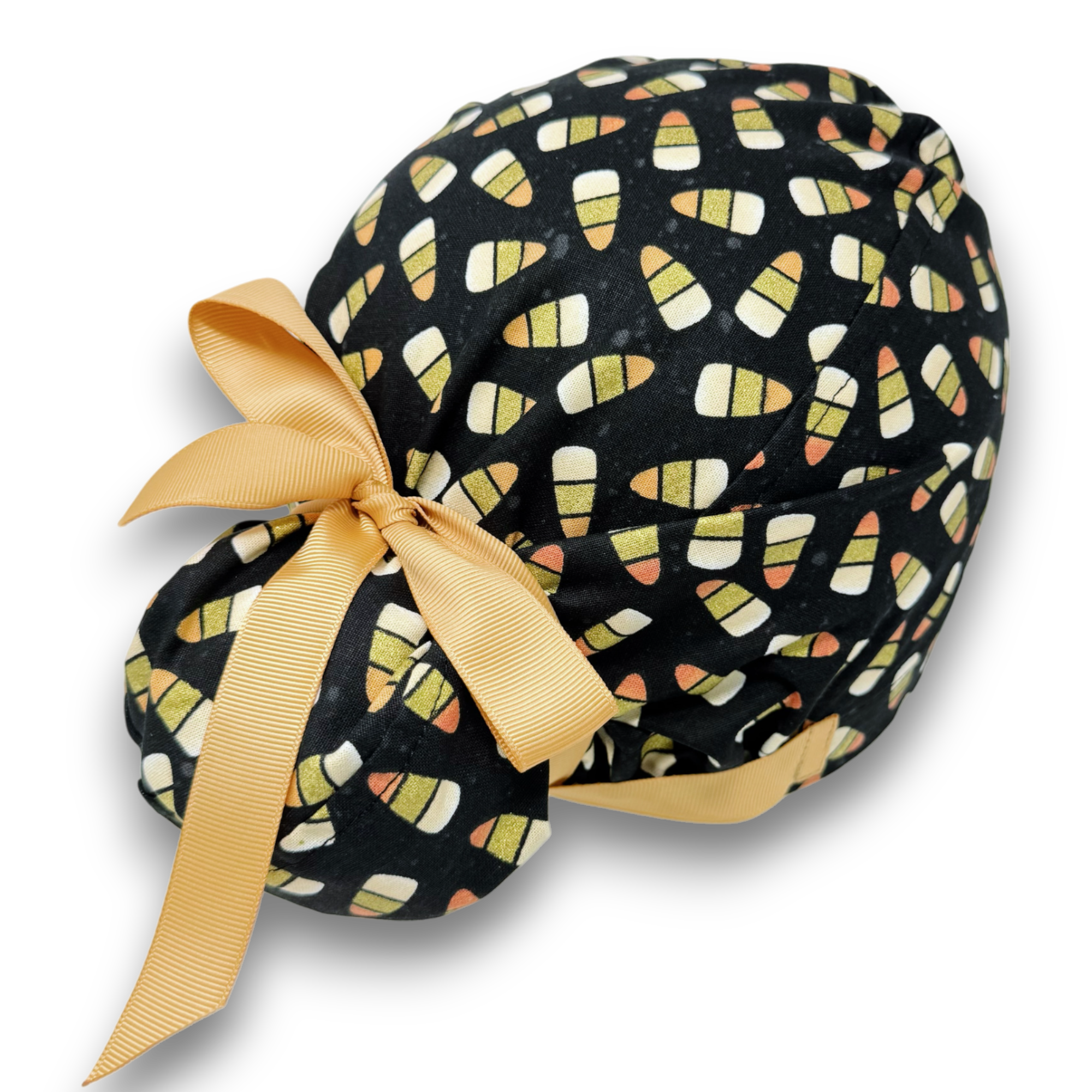 Candy Corn Euro scrub cap with ties for Women by Paradise Caps. Euro PLUS style.