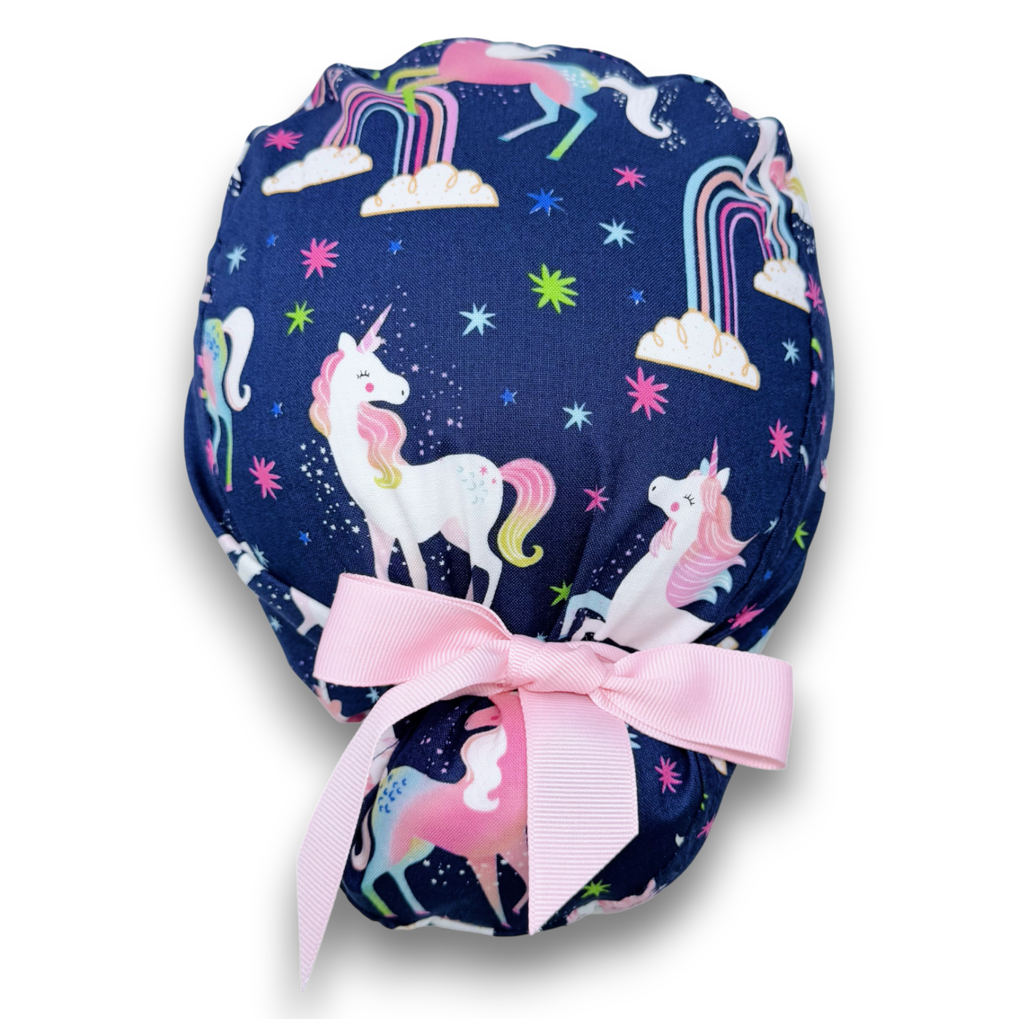 Unicorn Euro scrub cap with ties for Women by Paradise Caps. Euro PLUS style.