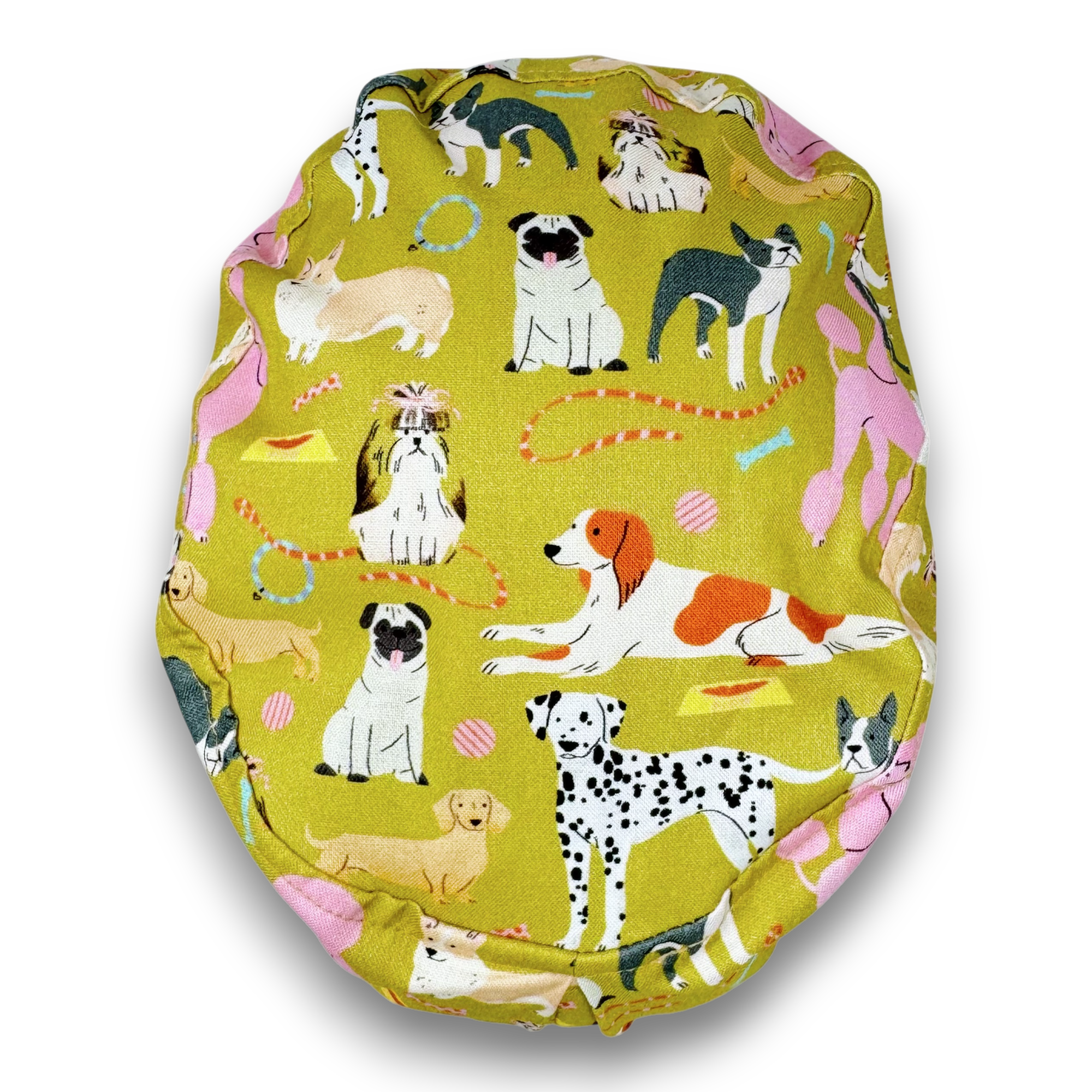 Dog Euro scrub cap for women, Funny surgical cap with satin lined by Paradise Caps.