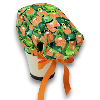 St. Patrick’s Day Euro scrub cap with ties for Women by Paradise Caps. Euro PLUS style.