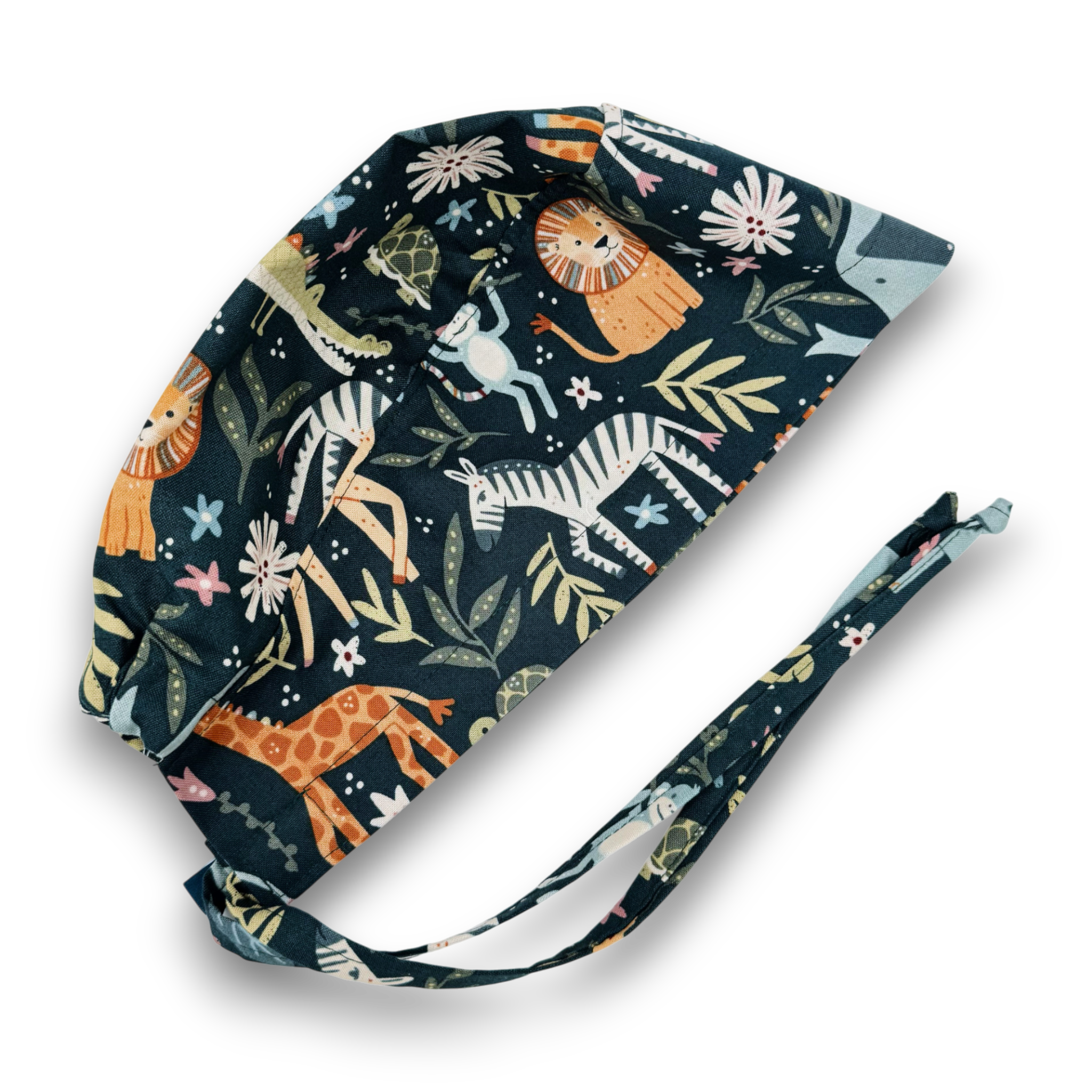 Wild animal Skull tie-back style surgical scrub cap for men by Paradise Caps.