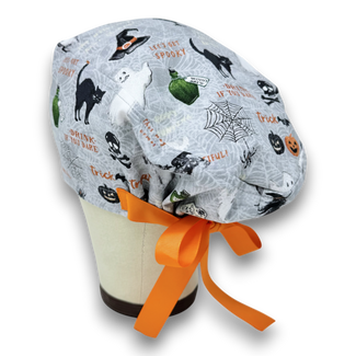 Spooky Night Euro scrub cap with ties for Women by Paradise Caps. Euro PLUS style.