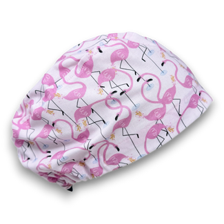 Flamingo Euro Scrub Cap for Women with Satin Lined Option by Paradise Caps.