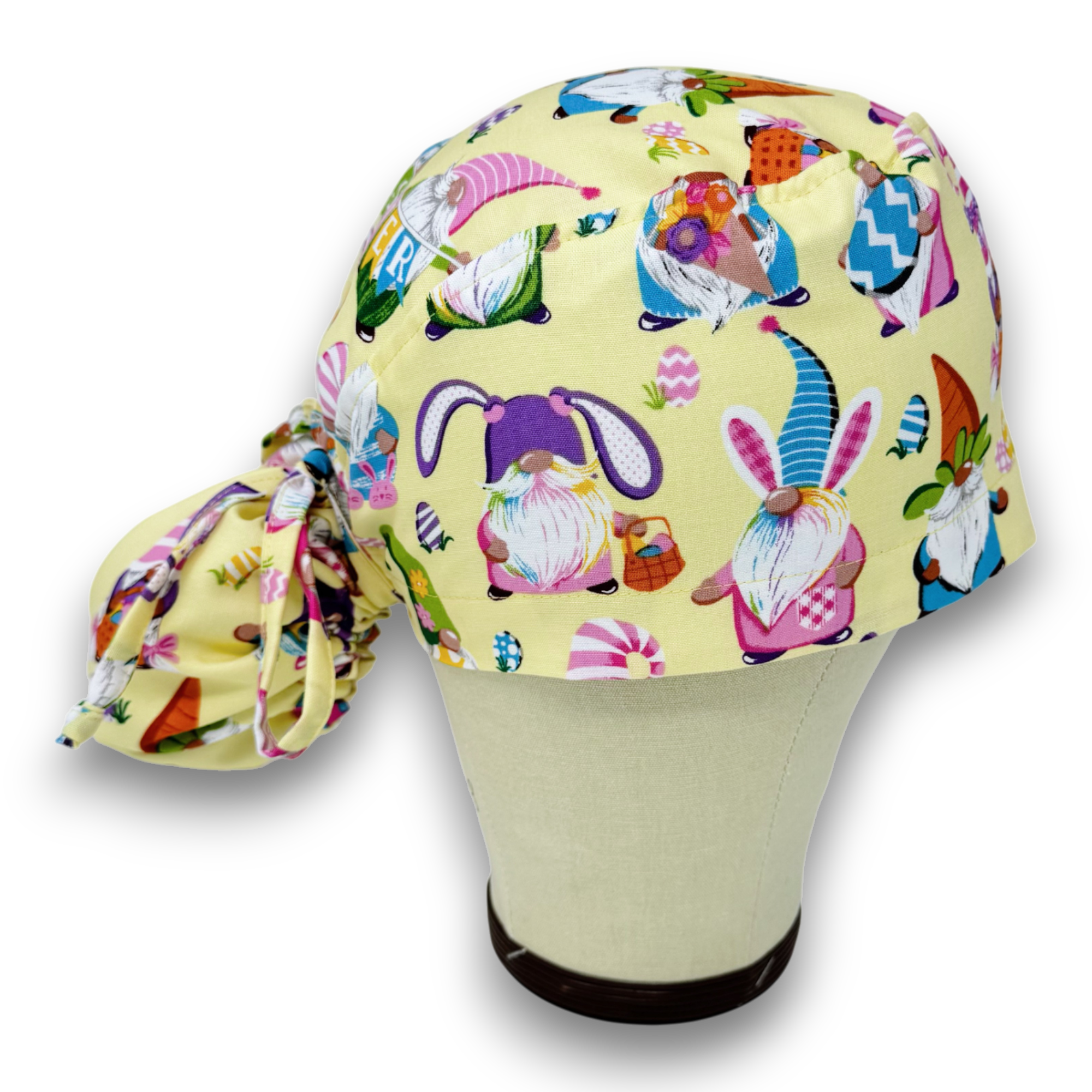 Easter Ponytail scrub cap for women with satin lined option by Paradise Caps.