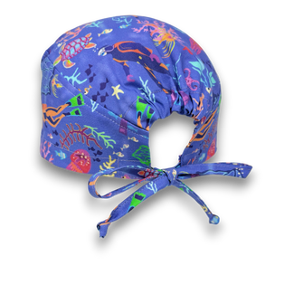 Mens Surgical scrub cap. Colorful Reef tie back scrub hat by Paradise Caps.