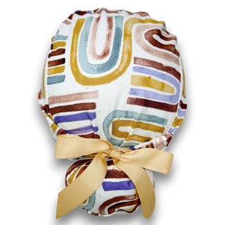 Rainbow Euro scrub cap with ties for Women by Paradise Caps. Euro PLUS style.