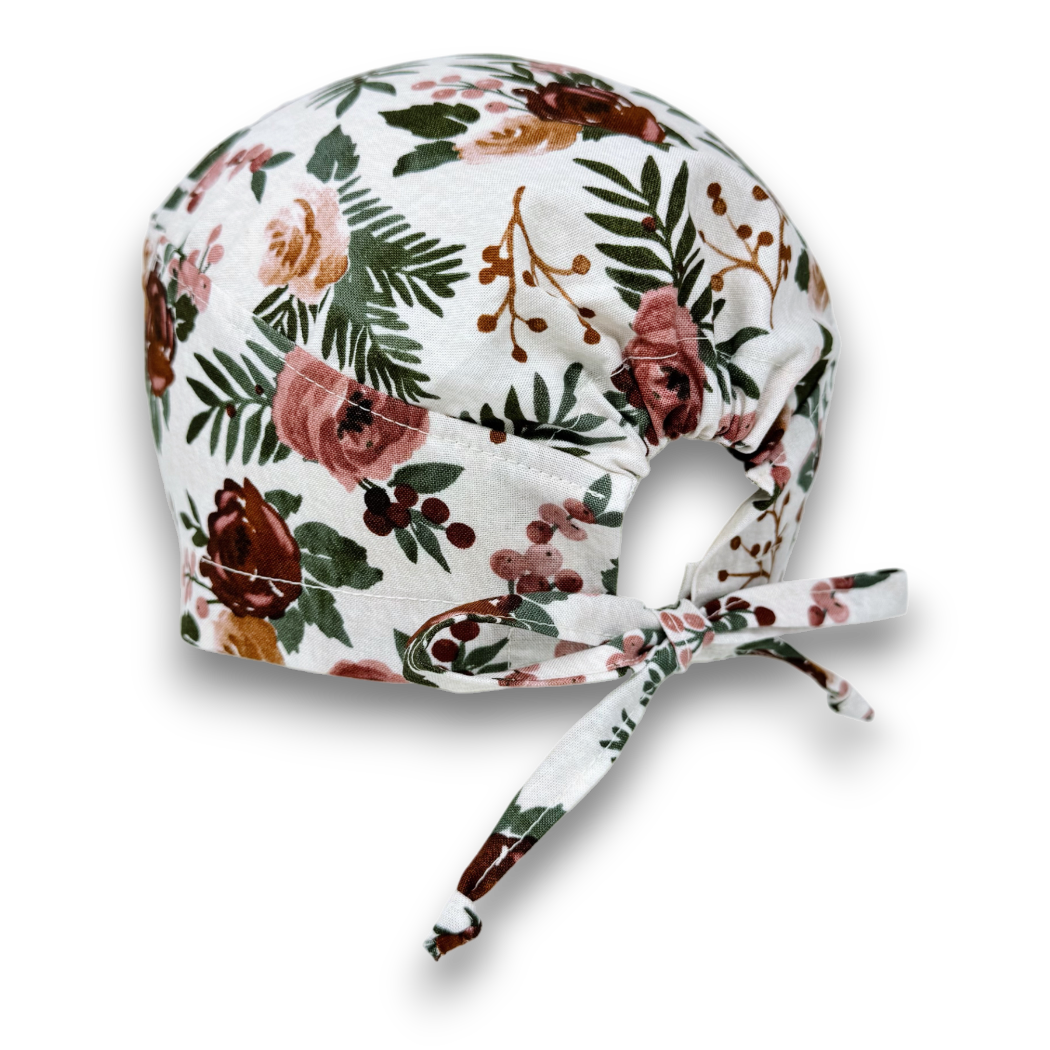 Floral Harvest Skull tie-back style surgical scrub cap for men by Paradise Caps.