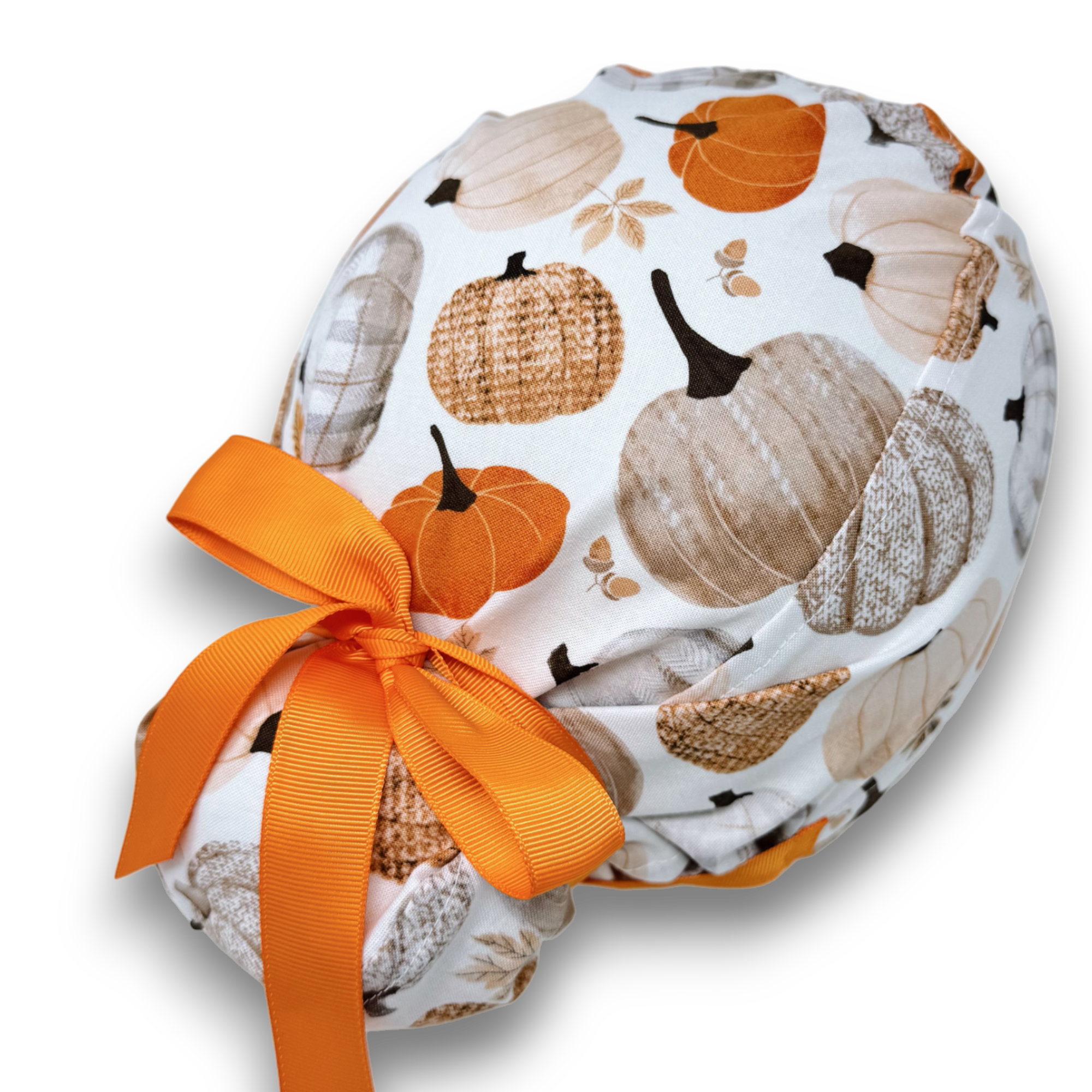 Pumpkin Euro scrub cap with ties for Women by Paradise Caps. Euro PLUS style.