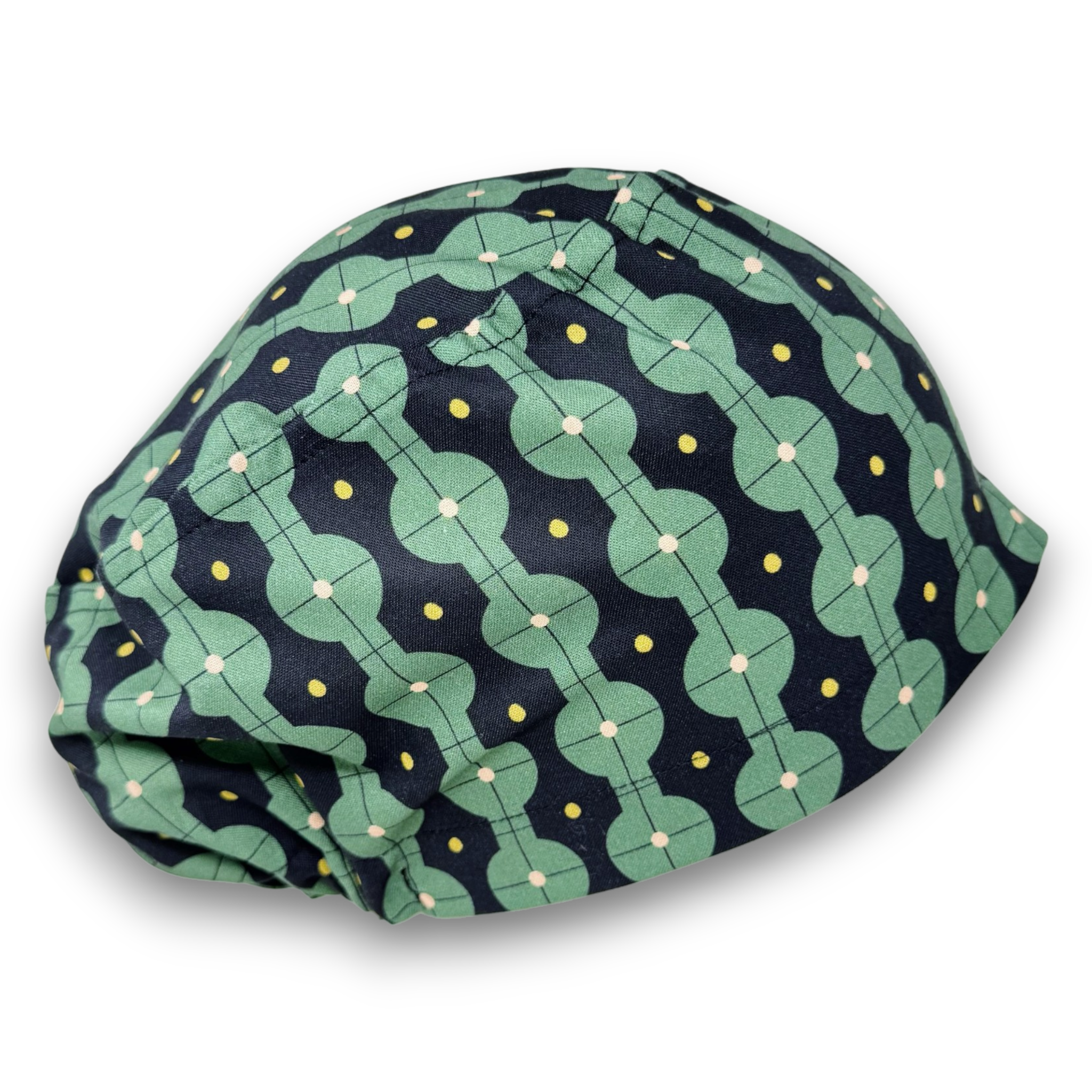 Euro scrub cap for women. Green Geometric European satin lined option ...