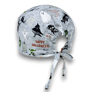 Spooky Night Skull tie-back style surgical scrub cap for men by Paradise Caps.