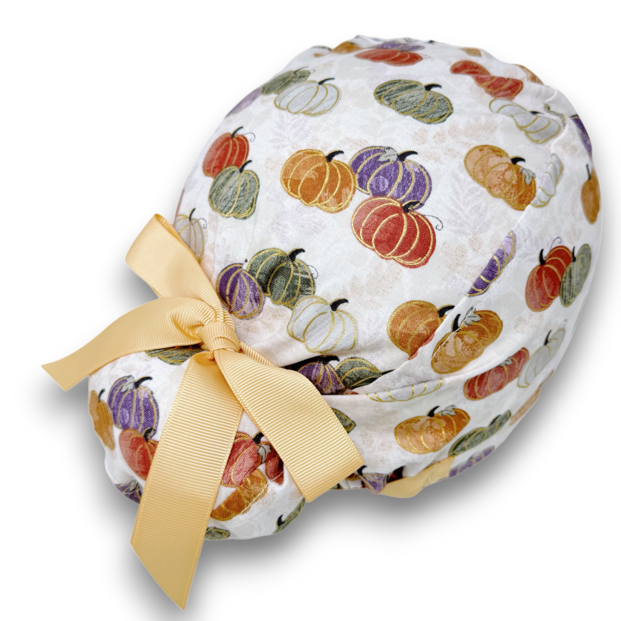 Pumpkin Euro scrub cap with ties for Women by Paradise Caps. Euro PLUS style.