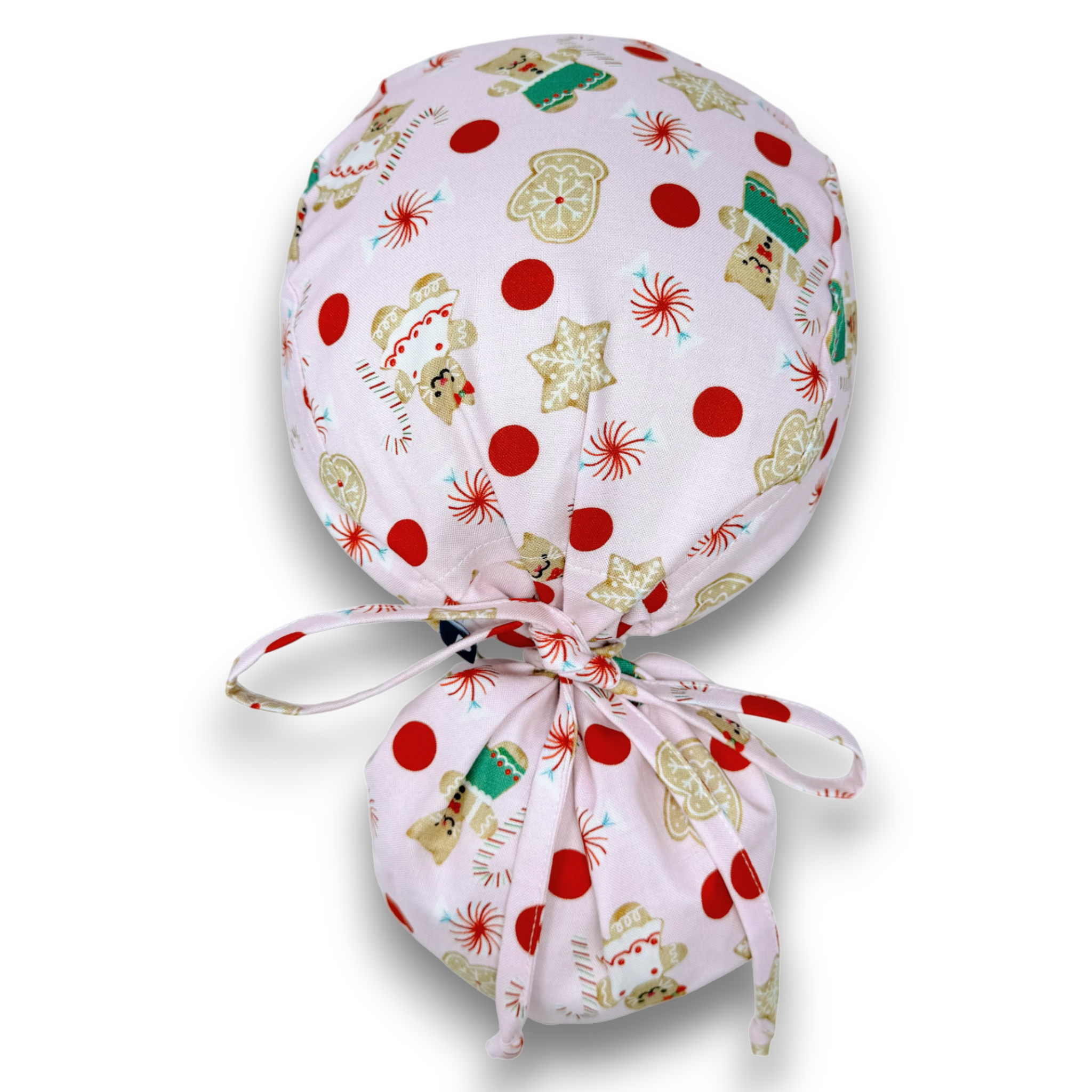 Gingerbread Ponytail scrub cap for women with satin lined option by Paradise Caps.