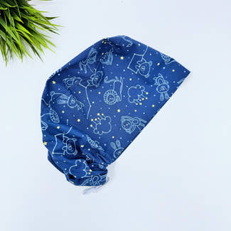 Navy Constellations Euro Scrub Cap for Women with Satin Lined Option by Paradise Caps.