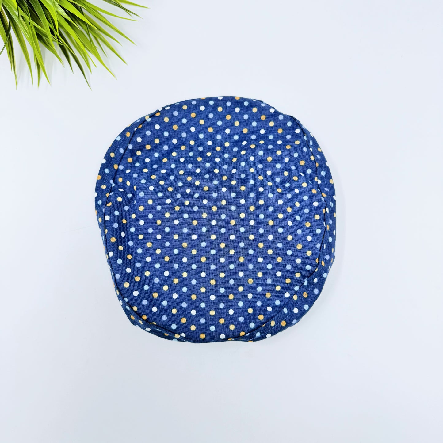 Navy Polka Dots Euro Scrub Cap for Women, Surgical cap Satin Lined Option