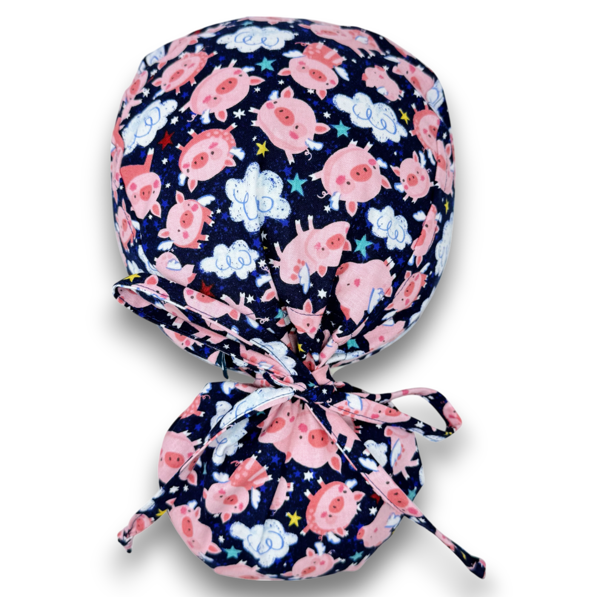 Pig Ponytail scrub cap for women with satin lined option by Paradise Caps.