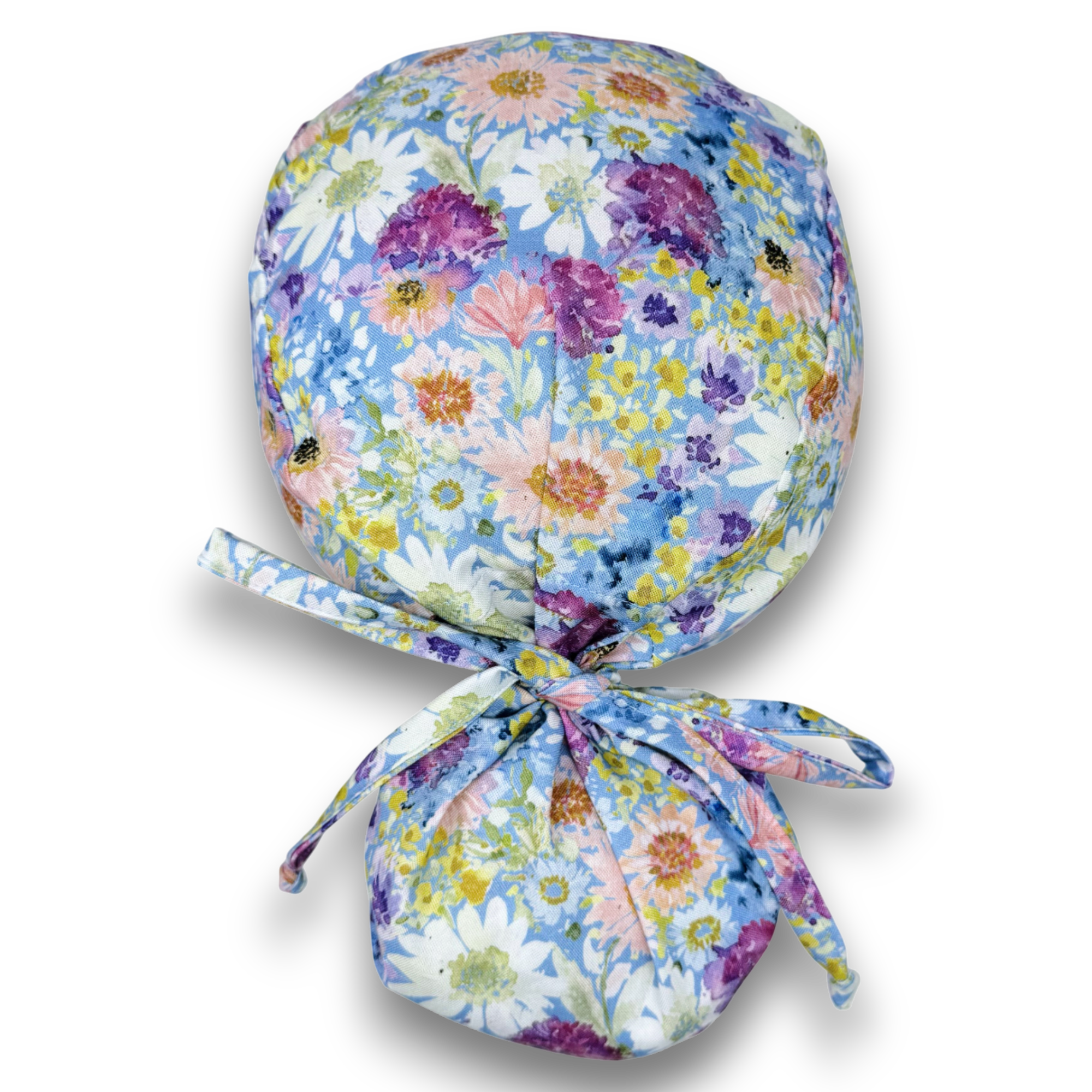 Watercolor Floral Print Scrub hat for women with satin lined option by Paradise Caps.