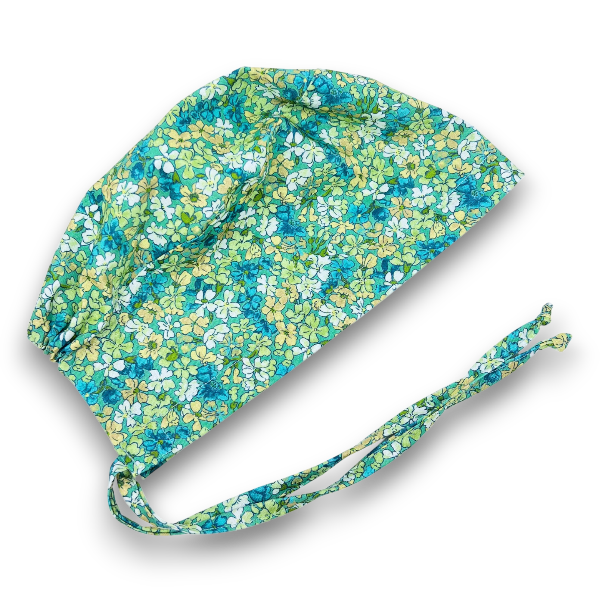 Aqua Flora Skull tie-back style surgical scrub cap for men by Paradise Caps.