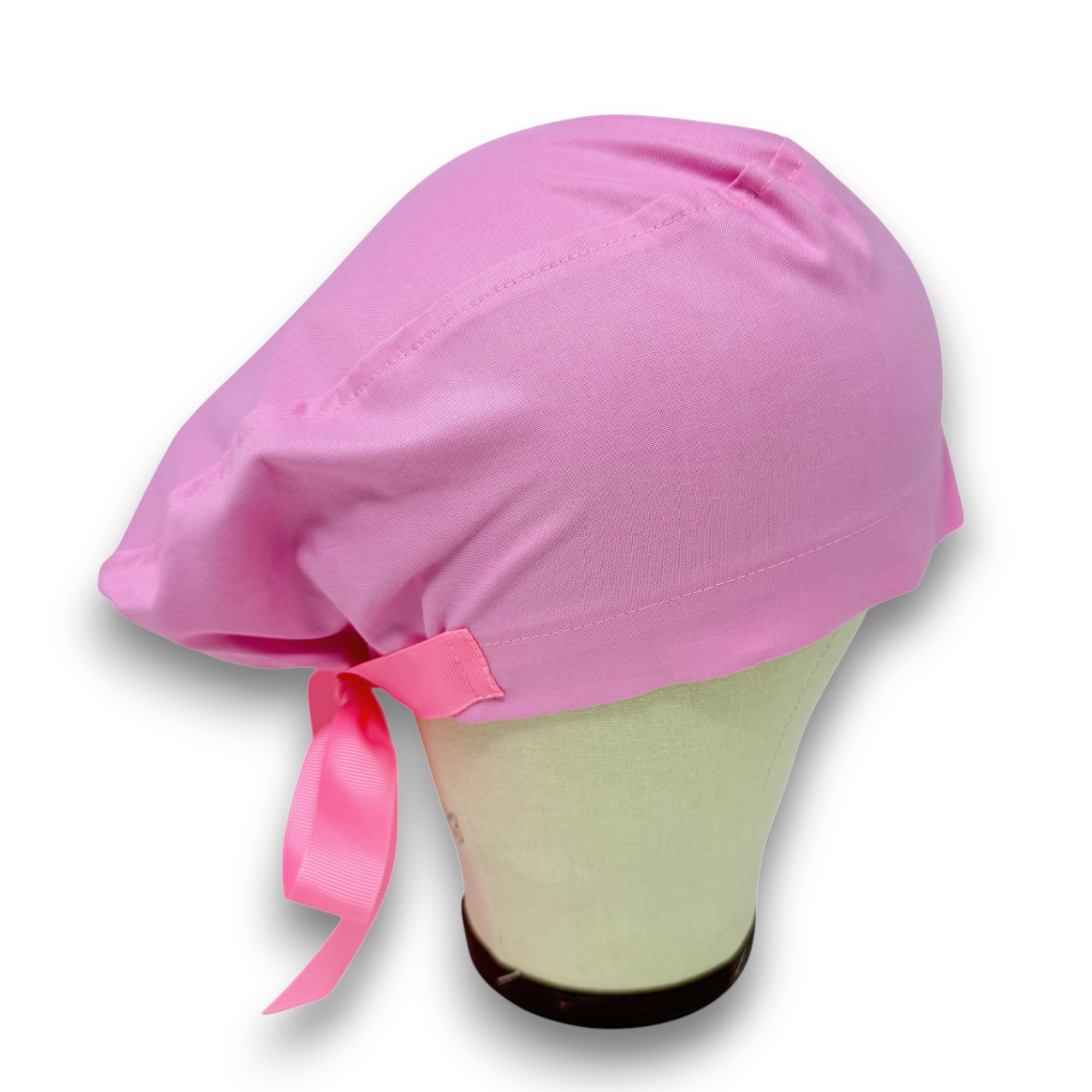 Pink Euro scrub cap with ties for Women by Paradise Caps. Euro PLUS style.