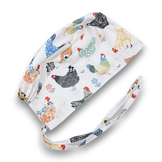 Chickens Skull tie-back style surgical scrub cap for men by Paradise Caps.