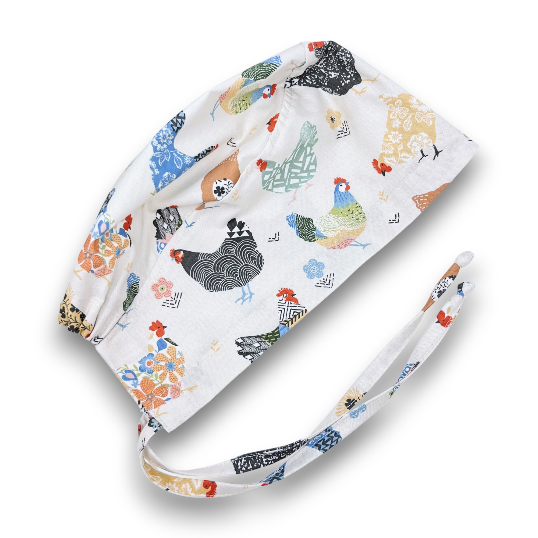 Chickens Skull tie-back style surgical scrub cap for men by Paradise Caps.