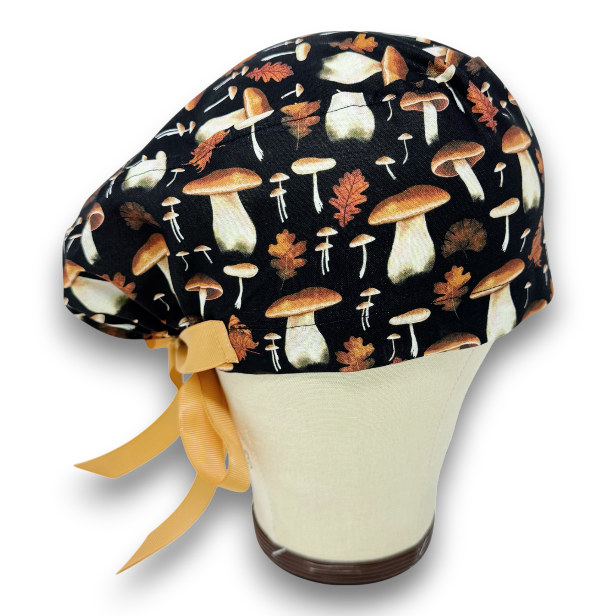 Mushroom Euro scrub cap with ties for Women by Paradise Caps. Euro PLUS style.