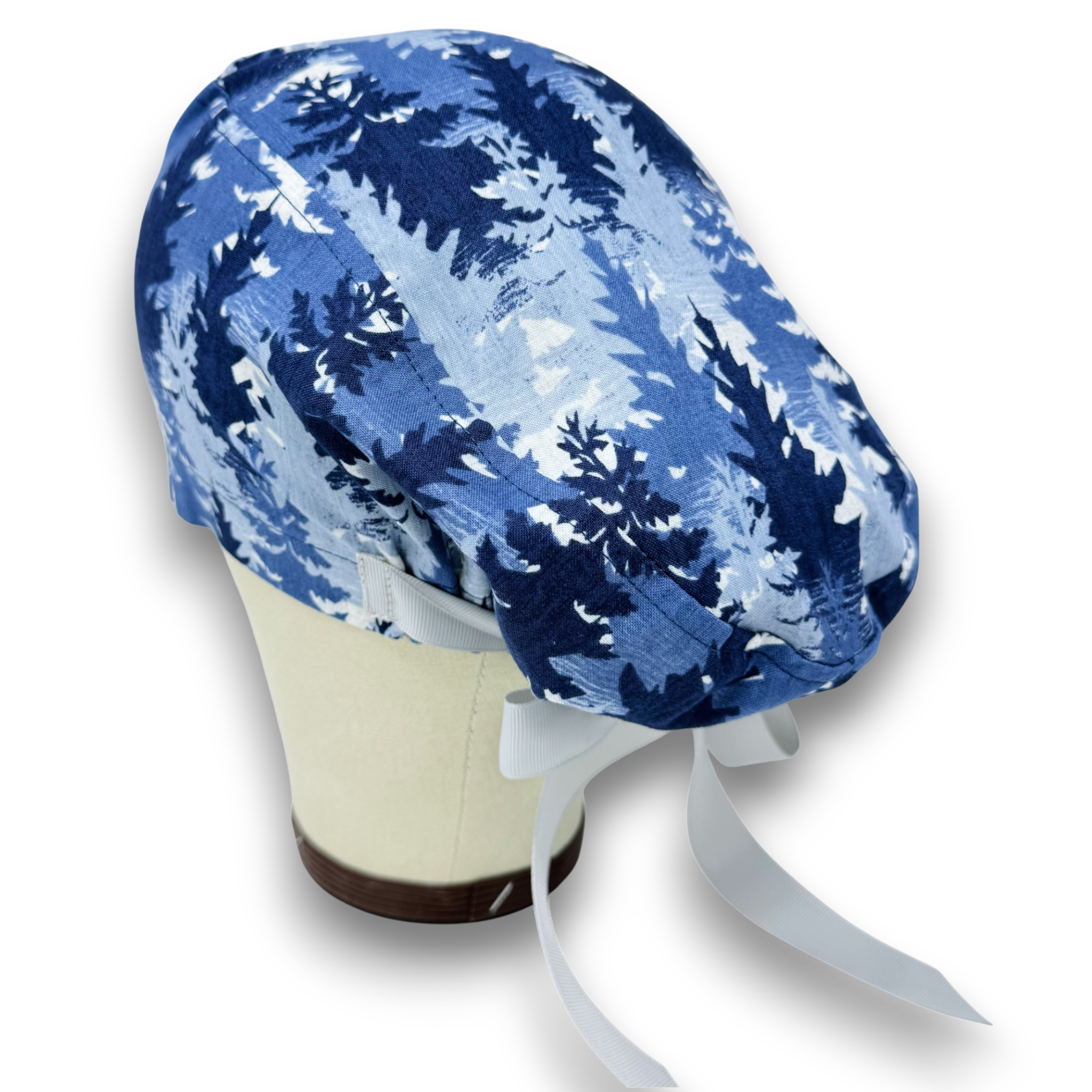 Winter forest Euro scrub cap with ties for Women by Paradise Caps. Euro PLUS style.